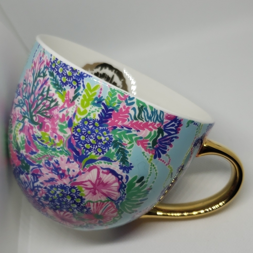 Lilly Pulitzer Blue And Pink Floral Coffee mug